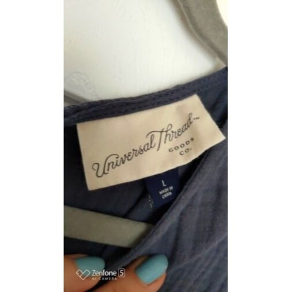 Universal Thread Women's Dress Cotton Large Gray Long Sleeves - Picture 3 of 7